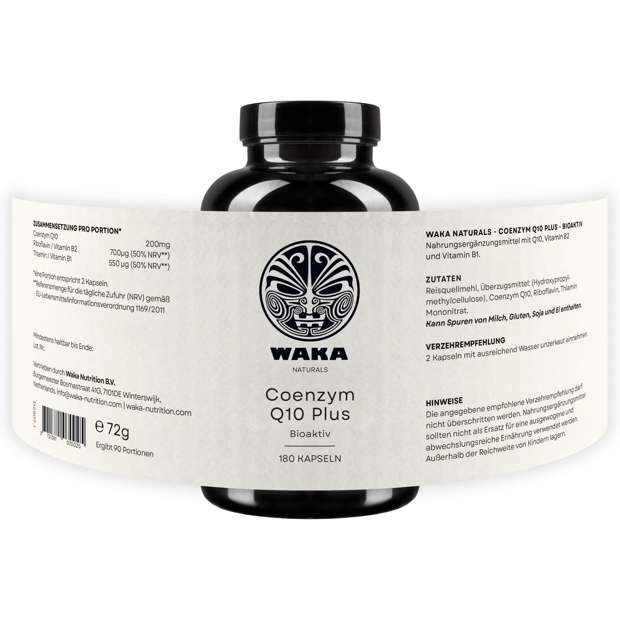 Coenzym Q10 Plus hochdosiert – 100 mg Q10 Kapseln mit Vitamin B1 & B2 – waka - nutrition.com