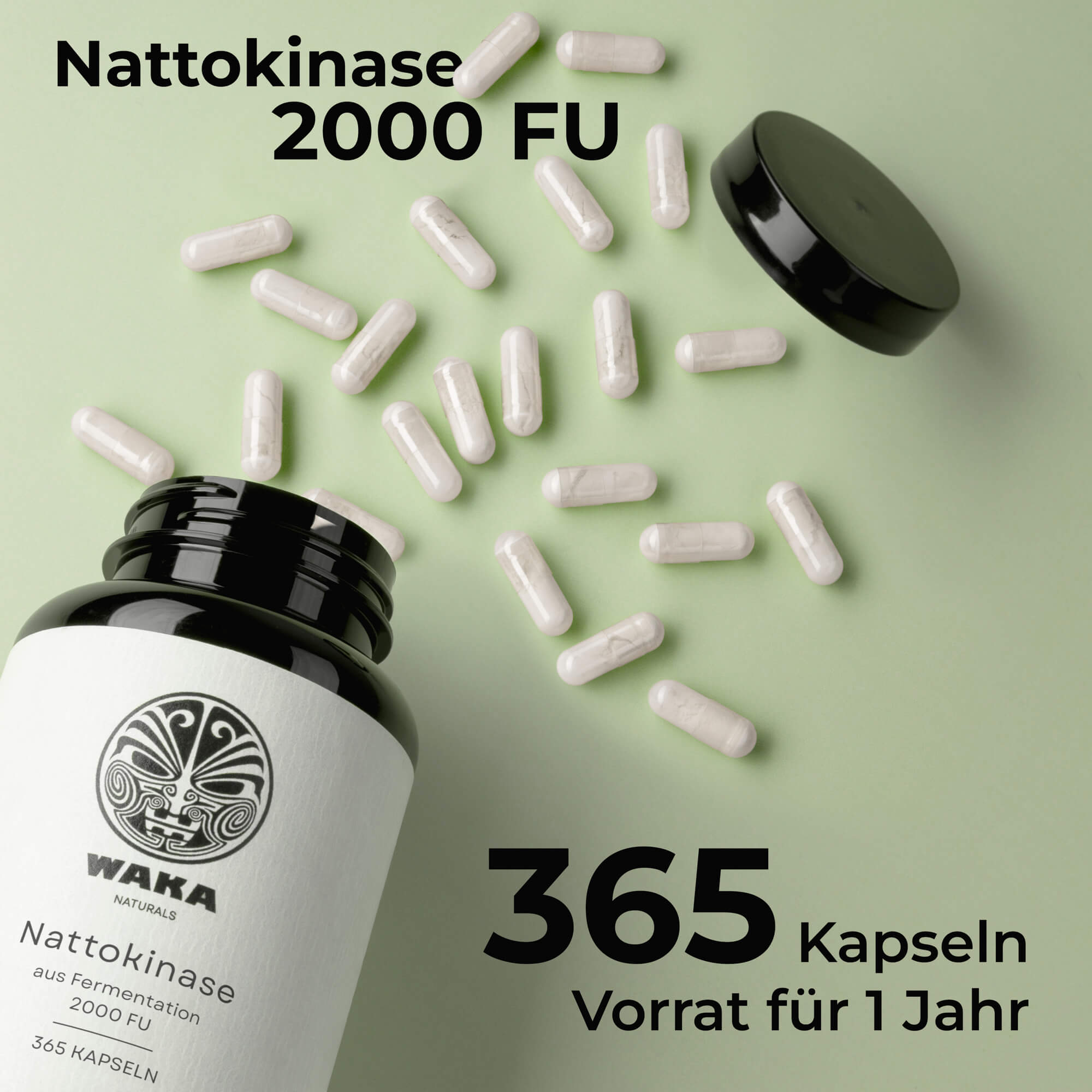 Nattokinase 2.000 FU – 365 vegane Kapseln – waka - nutrition.com