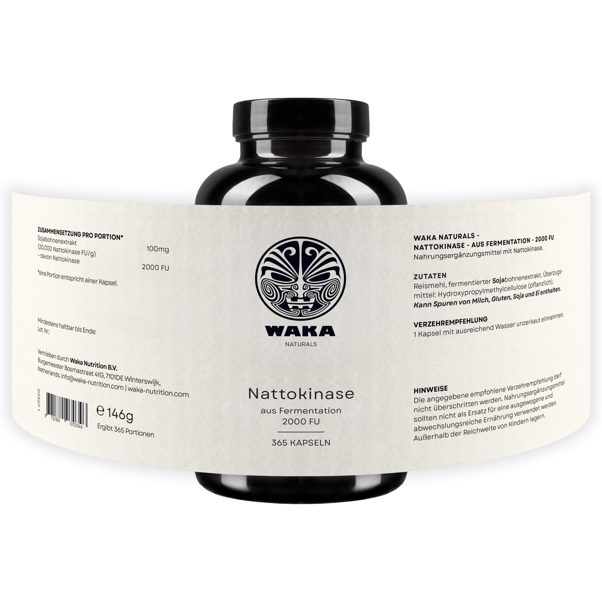 Nattokinase 2.000 FU – 365 vegane Kapseln – waka - nutrition.com