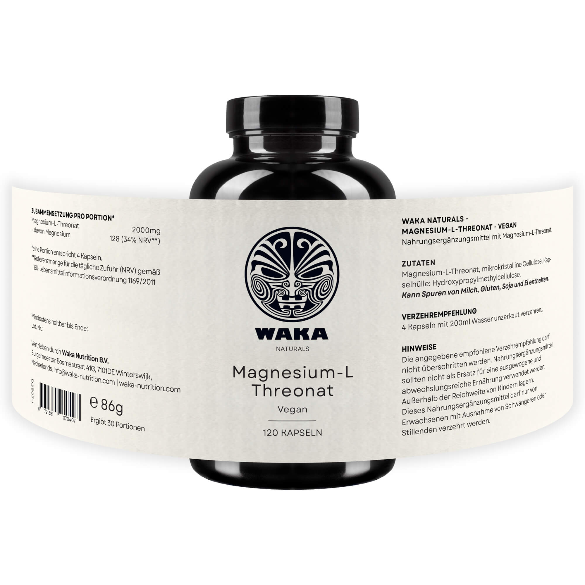 Magnesium L - Threonat Kapseln – Hoch bioverfügbare Magnesiumform – waka - nutrition.com