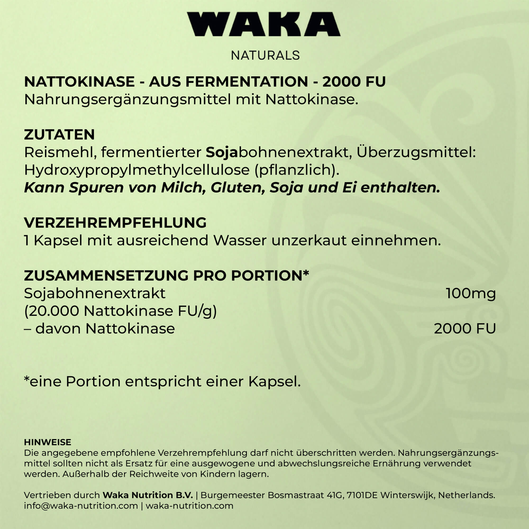 Nattokinase 2.000 FU – 365 vegane Kapseln – waka - nutrition.com