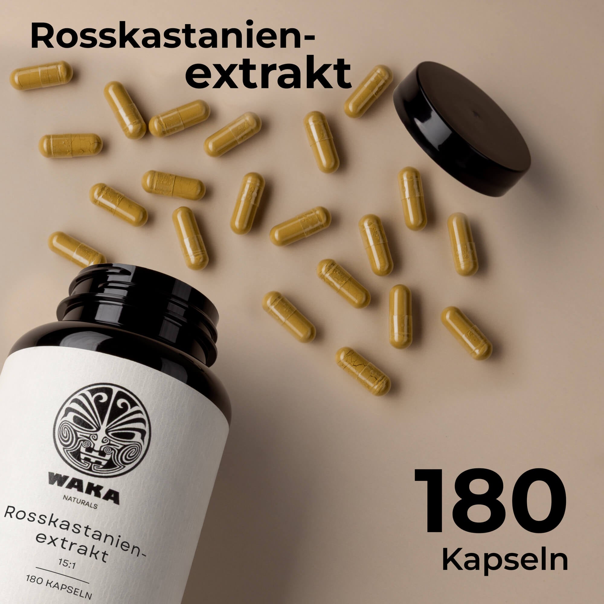 Rosskastanienextrakt hochkonzentriert 15:1 – 800 mg Kapseln mit natürlichem Aescin – waka - nutrition.com