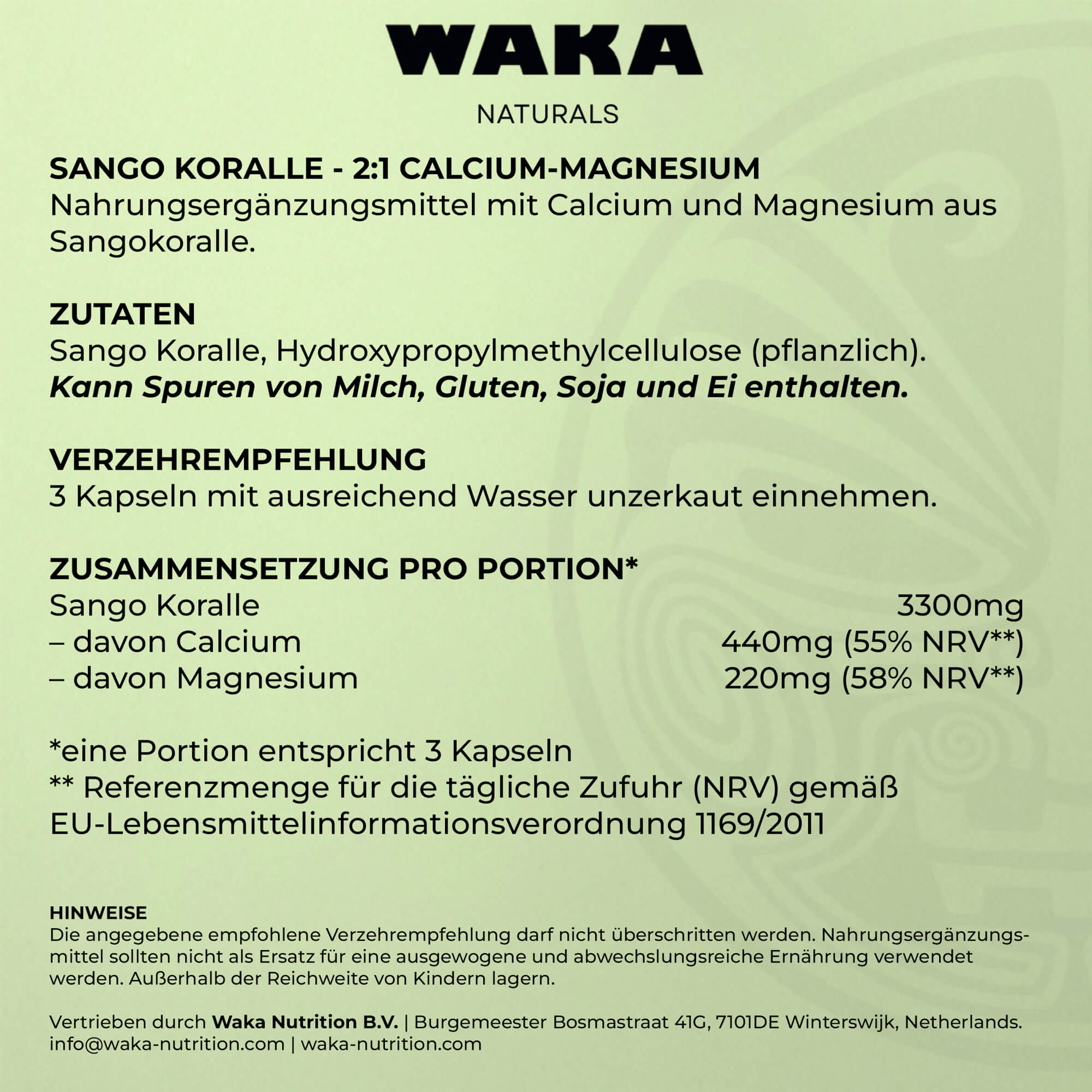 Sango Koralle 2:1 – Calcium - Magnesium Kapseln aus natürlicher Meereskoralle – waka - nutrition.com