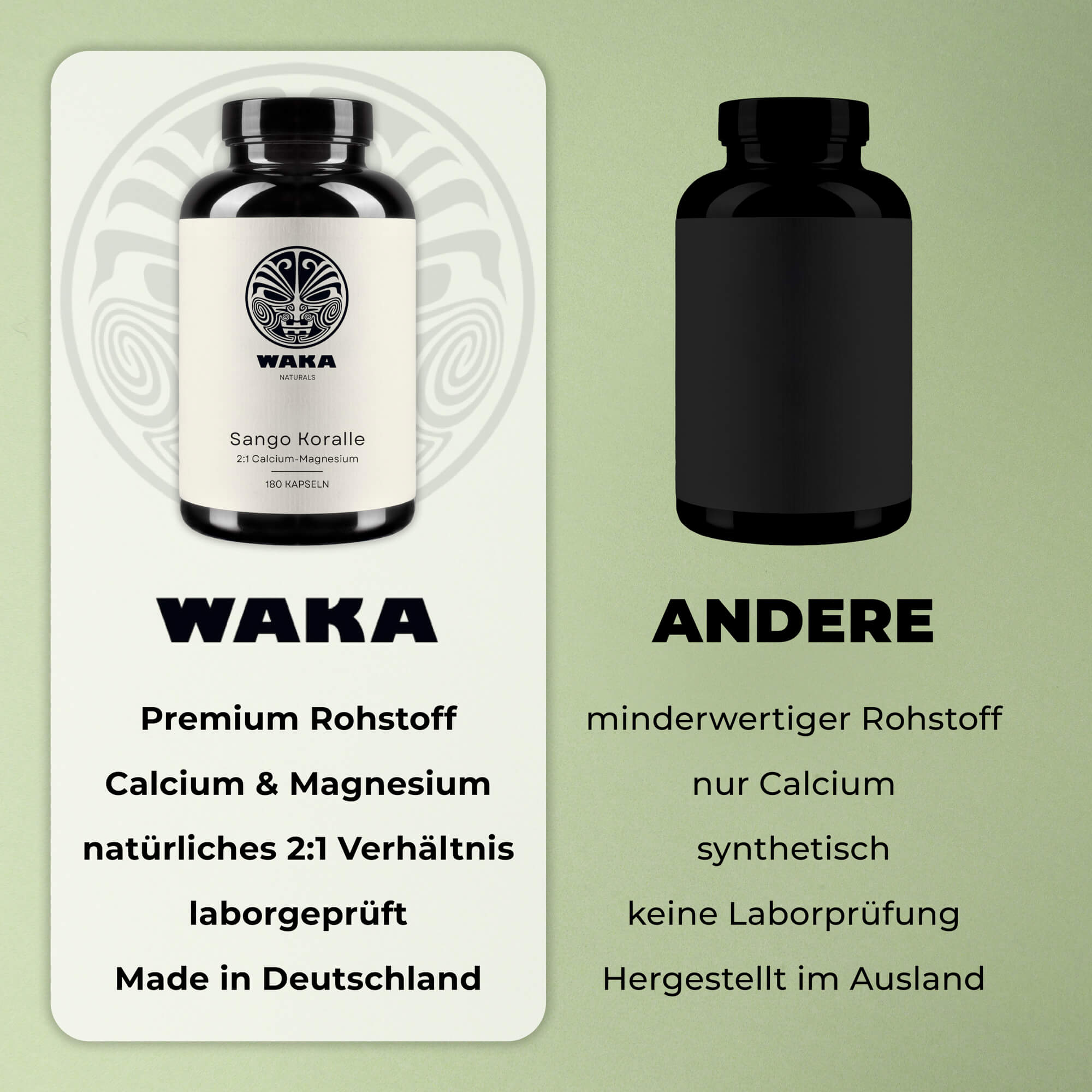 Sango Koralle 2:1 – Calcium - Magnesium Kapseln aus natürlicher Meereskoralle – waka - nutrition.com